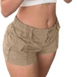 ONLYSTORY Womens Cargo Shorts Summer Y2k E-Girl Slim Fit Elastic Waist Cargo Shorts for Harajuku Streetwear