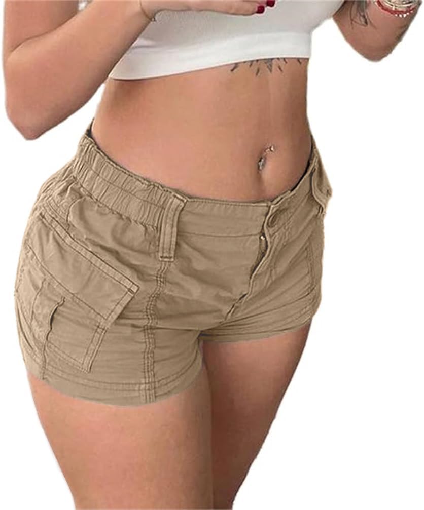 ONLYSTORY Womens Cargo Shorts Summer Y2k E-Girl Slim Fit Elastic Waist Cargo Shorts for Harajuku Streetwear ONLYSTORY Womens Cargo Shorts Summer Y2k E-Girl Slim Fit Elastic Waist Cargo Shorts for Harajuku Streetwear