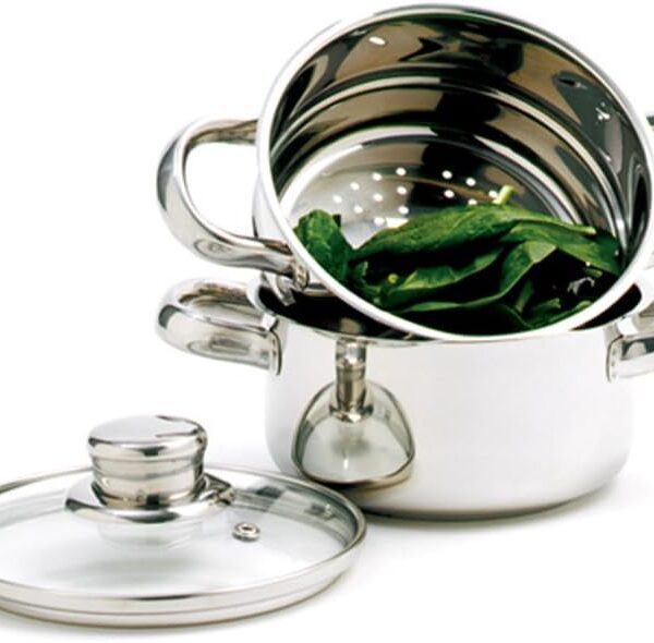 Norpro 1-Quart Stainless Steel Mini Steamer Cooker, 3 Piece Set