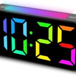 Topski Loud Alarm Clocks for Bedrooms Heavy Sleepers, Plug-in Digital Bedside Clock with RGB Night Light, Large Display, Dual Alarm, Snooze, Dimmable, 3 Volumes