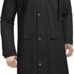 COOFANDY Men's Rain Jacket with Hood Waterproof Lightweight Active Long Raincoat