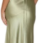 Womens Elegant Satin V Neck Backless Sleeveless Maxi Dress Silk Tie Low Back Formal Cocktail Dresses Wedding Guest