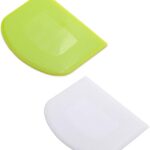 2 Pieces Dough Scraper Bowl Scraper Food-safe Plastic Dough Cutter Flexible Plastic Scraper Practical Bench Scraper Multipurpose Food Scrappers for Bread Dough Cake Fondant Icing, White, Green