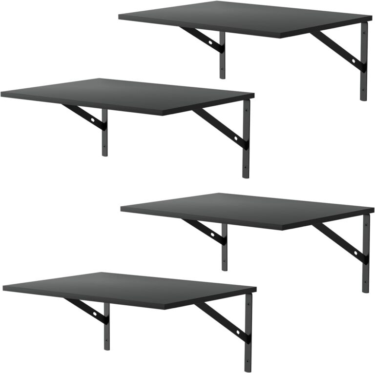 Deep Floating Wall Shelves - 4 Sets of 12 Inch Wide Black Wood Shelves for Bathroom, Bedroom, Kitchen, Living Room
