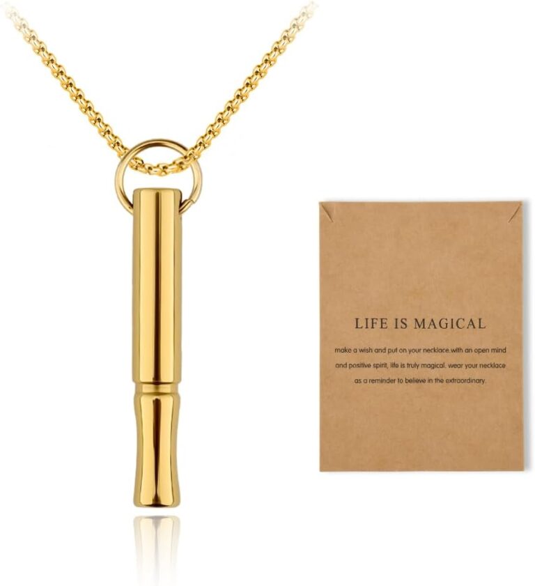 Mindful Breathe Necklace for Men Women Quit Smoking Breathe Whistle Pendant Stress Relief Necklace Anxiety Relief Gift