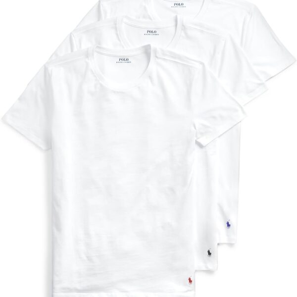 POLO RALPH LAUREN Slim Fit w/Wicking 3-Pack Crew Undershirts White MD