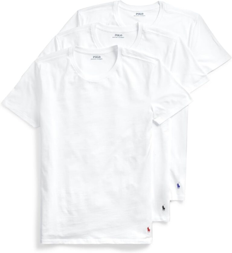 POLO RALPH LAUREN Slim Fit w/Wicking 3-Pack Crew Undershirts White MD