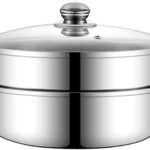 Stainless Steel Steamer Pot Set, 3-Piece Stackable with Vented Tempered Glass Lid  11.2-inch, Ideal for Induction & Gas Cooking