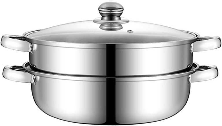Stainless Steel Steamer Pot Set, 3-Piece Stackable with Vented Tempered Glass Lid  11.2-inch, Ideal for Induction & Gas Cooking