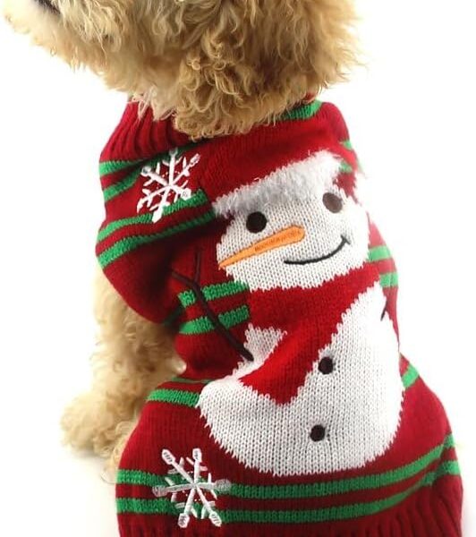 NACOCO Dog Snow Sweater - Snowman Holiday Pet Clothes for Small Dogs and Cats - Christmas Xmas New Year (Snowman, M)