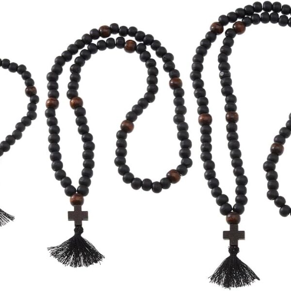 DICOSMETIC 3Pcs Christian Orthodox Prayer Rope Wooden Chotki 30/80/100 Knots Anglican Prayer Beads Cross Blessing Prayer Beads with Tassel Religious Gift for Men Women