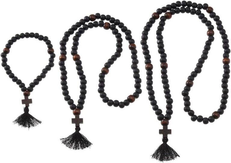 DICOSMETIC 3Pcs Christian Orthodox Prayer Rope Wooden Chotki 30/80/100 Knots Anglican Prayer Beads Cross Blessing Prayer Beads with Tassel Religious Gift for Men Women