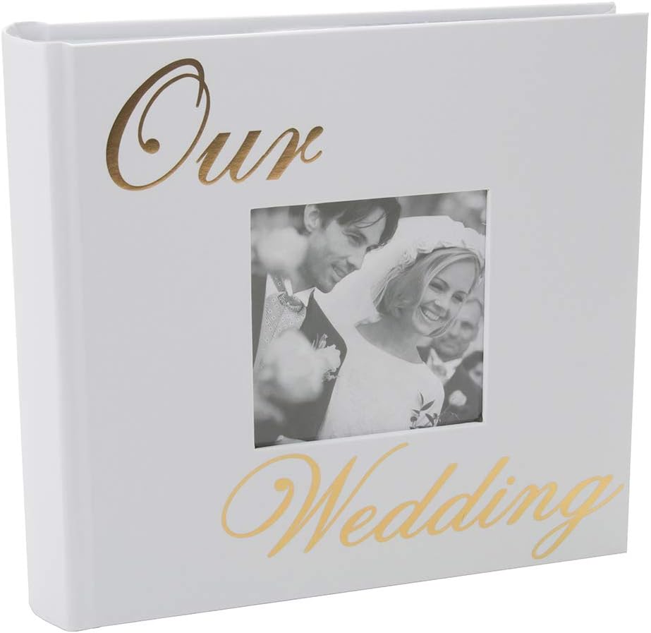 Happy Homewares Modern White Wedding Day Photo Album with Gold Foil Text - Holds 80 4x6 Pictures - Wedding Gift Idea for a Special Couple Happy Homewares Modern White Wedding Day Photo Album with Gold Foil Text - Holds 80 4x6 Pictures - Wedding Gift Idea for a Special Couple
