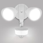 LUTEC 34W 3000 Lumen Motion Sensor Outdoor Lights, 5000K Daylight, IP65 Waterproof Flood Lights Outdoor with Night Light, Dusk to Dawn Motion Detector LED Security Light for Outside Garage, Yard-White
