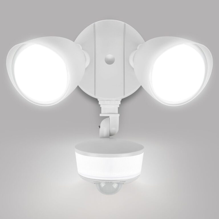 LUTEC 34W 3000 Lumen Motion Sensor Outdoor Lights, 5000K Daylight, IP65 Waterproof Flood Lights Outdoor with Night Light, Dusk to Dawn Motion Detector LED Security Light for Outside Garage, Yard-White
