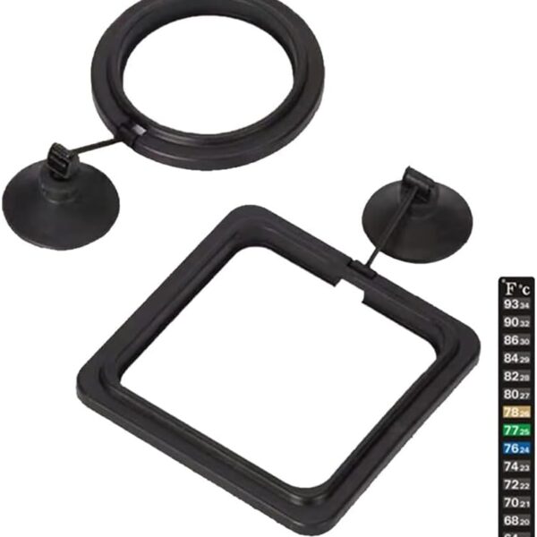 2pcs Feeding Fish Ring Set, Fish Food Feeder +Thermometer Strip, Tank Decor, Aquarium Tank Accessories for Floating Foods, for Betta, Guppy, Goldfish Etc