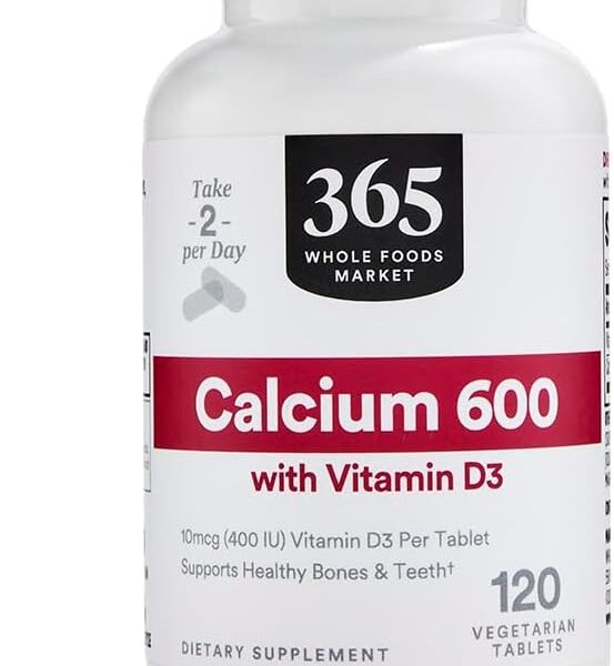365 by Whole Foods Market, Calcium with Vitamin D3, 120 Vegetarian Tablets, 60-Day Supply