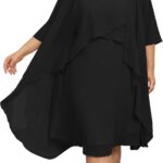 Hanna Nikole Womens Plus Size Dress with Jacket 2 Piece Wedding Guest Dresses Flowy Mother of The Bride Dress
