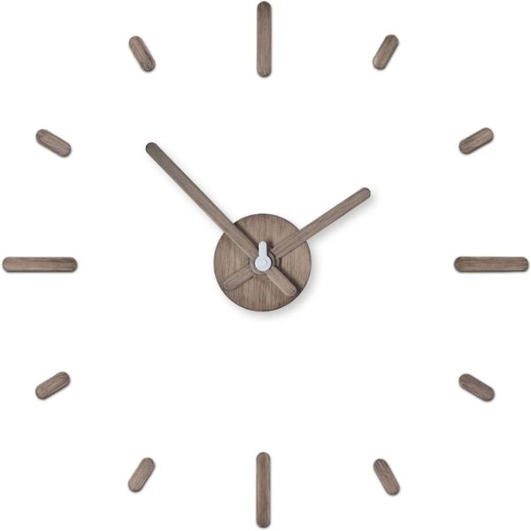 Presentime & Co Large Frameless DIY Wall Clock for Modern Home/Office Decoration, Silent no Ticking, Light Gray Oak Style. Wall Dcor for Living Room, Dining Room, Kitchen, Bedroom, Class Room.