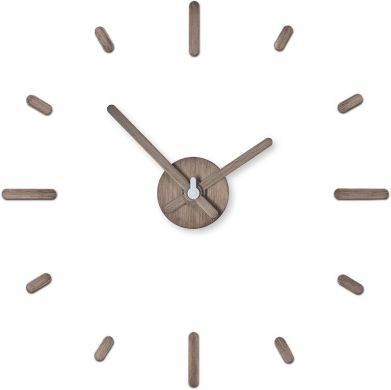 Presentime & Co Large Frameless DIY Wall Clock for Modern Home/Office Decoration, Silent no Ticking, Light Gray Oak Style. Wall Dcor for Living Room, Dining Room, Kitchen, Bedroom, Class Room.