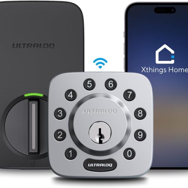 ULTRALOQ U-Bolt WiFi Smart Lock with Door Sensor, Smart Keypad Deadbolt Lock for Front Door, Built-in Wi-Fi, Remote Control, App Passcode Unlock, Auto Unlock, Auto Locking, Share Access, ANSI Grade 1