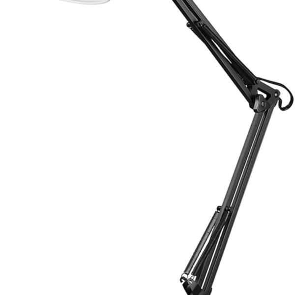 Globe Electric 56963 31.5" Multi-Joint Desk Lamp with Metal Clamp, Black, On/Off Rotary Switch on Shade, Partially Adjustable Swing Arm, Home Essentials, Reading Light, Office Dcor