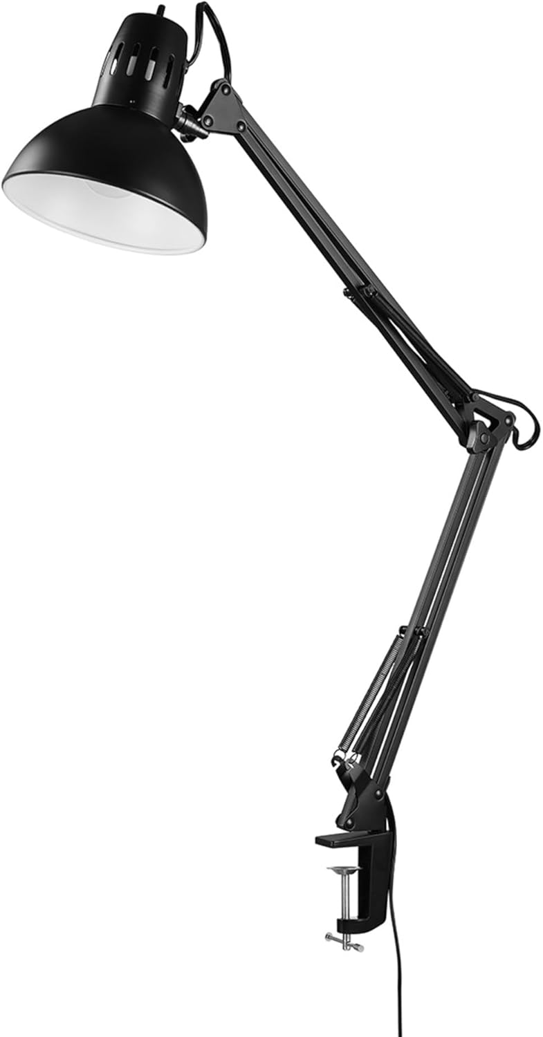 Globe Electric 56963 31.5" Multi-Joint Desk Lamp with Metal Clamp, Black, On/Off Rotary Switch on Shade, Partially Adjustable Swing Arm, Home Essentials, Reading Light, Office Dcor Globe Electric 56963 31.5" Multi-Joint Desk Lamp with Metal Clamp, Black, On/Off Rotary Switch on Shade, Partially Adjustable Swing Arm, Home Essentials, Reading Light, Office Dcor