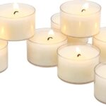 Stonebriar 48 Count White Unscented Smokeless Long Burning Clear Cup Tea Light Candles with 8 Hour Burn Time