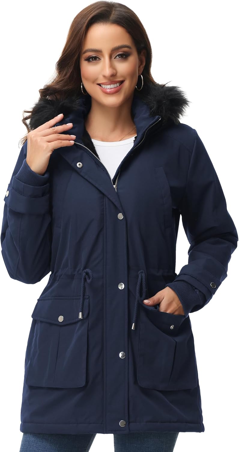 ROYAL MATRIX Women's Parka Coat Winter Warm Parka Jacket Fleece Lined Parka Coat Long Winter Coat with Hood ROYAL MATRIX Women's Parka Coat Winter Warm Parka Jacket Fleece Lined Parka Coat Long Winter Coat with Hood