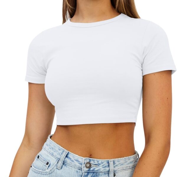 WYNNQUE Womens Crop Tops Cute Summer Crew Neck Basic Tees Slim Fit Trendy Short Sleeve T Shirts for Teen Girls 2026