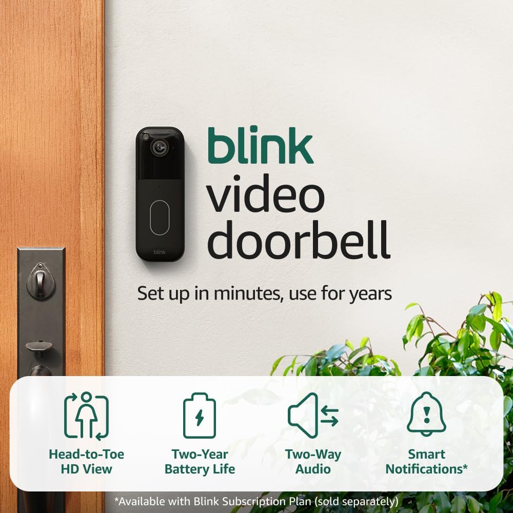 Blink Video Doorbell + Outdoor 4 XR Wireless smart security cameras, two-year battery life, go up to 400 feet from your home with extended range. Sync Module XR included. Blink Video Doorbell + Outdoor 4 XR Wireless smart security cameras, two-year battery life, go up to 400 feet from your home with extended range. Sync Module XR included.