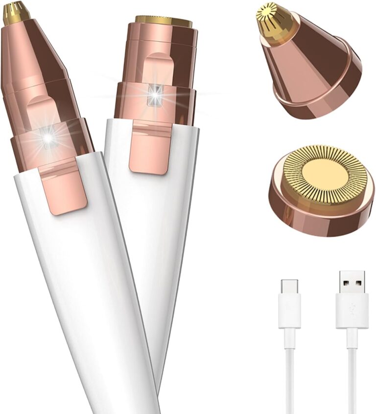 Eyebrow Razor,Facial Hair Removal for Women, (USB Rechargeable), 2 in 1 Eyebrow Trimmer and 100% Painless Hair Remover with Light for Nose, Lips, Face, Body