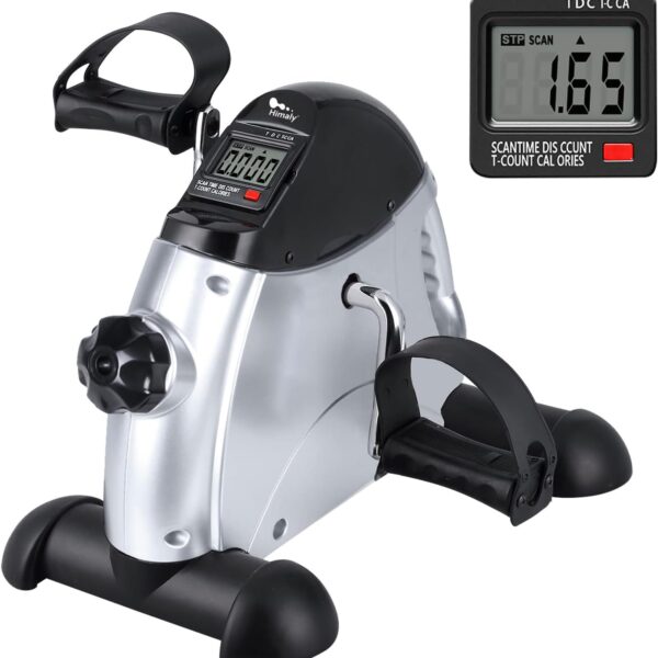 Mini Exercise Bike, himaly Under Desk Bike Pedal Exerciser Portable Foot Cycle Arm & Leg Peddler Machine with LCD Screen Displays
