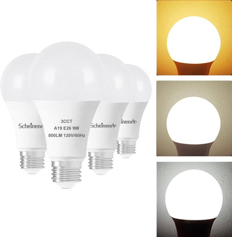 A19 3-Color LED Light Bulbs with Warm White, Daylight, Natural White, Color Changing Light Bulb, 9W (60 Watt Equivalent), 800 Lumen, E2 6 Standard Base, ETL FCC Listed, Not-dimmable, 6 Pack
