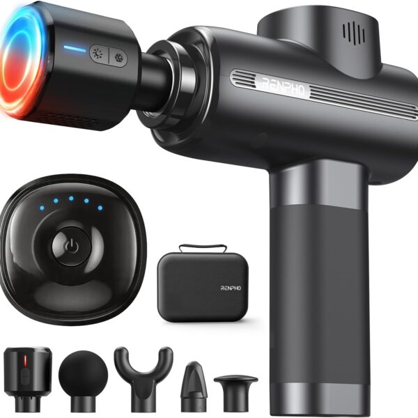 RENPHO Active Thermacool Massage Gun Deep Tissue with Heat and Cold, Fathers Day Dad Gifts, FSA Eligible, Back Massager for Muscle Relief, HSA, Percussion Body Masajeador for Men Women Athletes