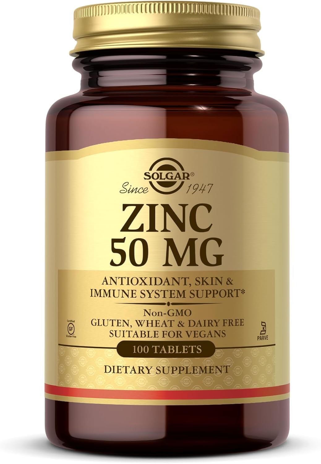 Solgar Zinc 50 mg, 100 Tablets - Zinc for Healthy Skin, Taste & Vision - Immune System & Antioxidant Support - Supports Cell Growth & DNA Formation - Non GMO, Vegan, Gluten Free - 100 Servings Solgar Zinc 50 mg, 100 Tablets - Zinc for Healthy Skin, Taste & Vision - Immune System & Antioxidant Support - Supports Cell Growth & DNA Formation - Non GMO, Vegan, Gluten Free - 100 Servings