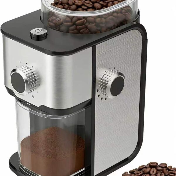 Ollygrin Flat Burr Coffee Grinder Electric, Adjustable Coffee Grinder for Home Use, Compact Coffee Beans Grinder with 14 Grind Settings, 2-12 Cups for Home & Office