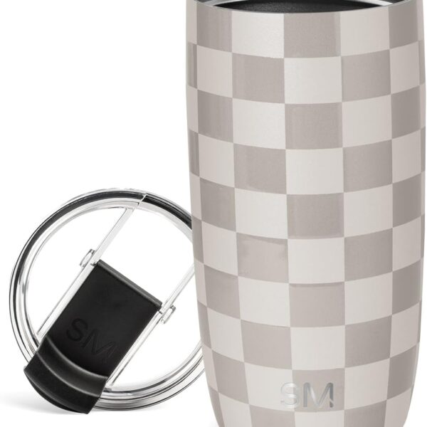 Simple Modern Voyager Tumbler with Flip Lid | Travel Coffee Mug | Insulated Stainless Steel Cold Brew Iced or Hot Coffee Cup | Gifts for Women Men Her Him | 16oz, Checkmate