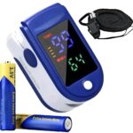 Finger Pulse Oximeter Larger Display Blood Oxygen Monitor with Batteries and Lanyard Included Fingertip Pulse Oximeter Color: Navy Blue
