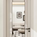 BEAUTYPEAK 14" x 48" Adjustable Height Over The Door Mirror, Rectangular Full Length Hanging Door Mirror with Shatterproof Tempered Glass Aluminum Alloy Frame for Dormitory, Black
