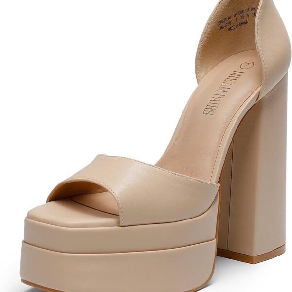 DREAM PAIRS High Heels Chunky Block Platform Heels for Women Ankle Strap Sexy Open Square Toe Heels Dressy Pumps Sandals