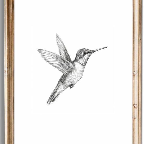 uniro Vintage Wall Art Prints Farmhouse Decor Hummingbird Sketch Canvas Oil Painting Black and White Bird Neutral Vintage Artwork Pictures for Bedroom Living Room Decor (8" x 10"-UNFRAMED)