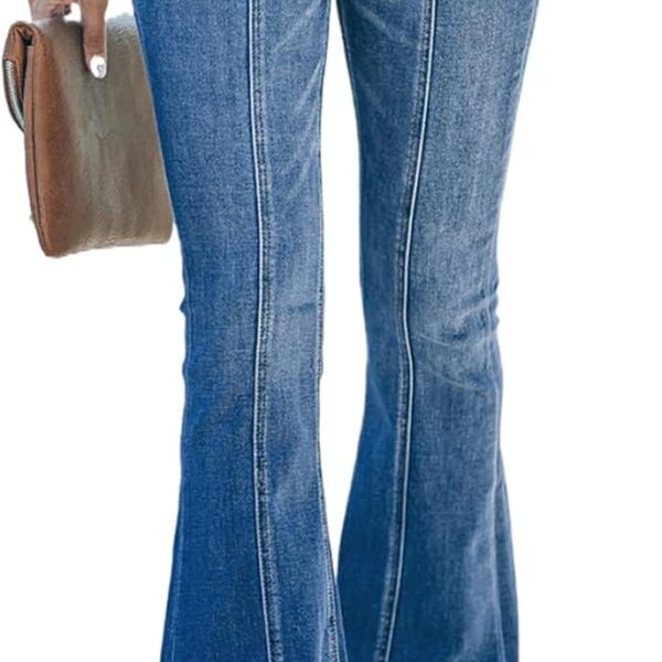 Sidefeel Women's High Waisted Jeans Wide Leg Button Fly Bell Bottoms Flared Zimbaplatinum Denim Pants