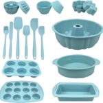 29PCS Nonstick Silicone Baking Set With Bakeable Mini Cake Pans, Bakeware for Oven, Molds and Heat Resistant Spatulas