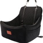 WOOAIDAGG Dog Car Seat for Medium Sized Dog,Pet Travel Car Bed with Seat Belt Channle,Fully Detachable and Washable Car Dog Seat with Adjustable Straps,3 Straps Easy to Install (Black)