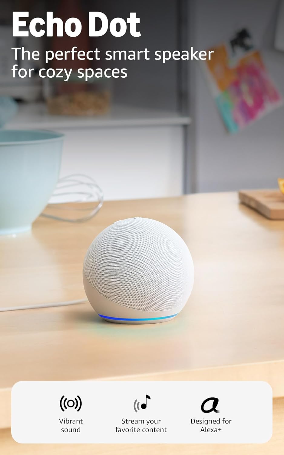Amazon Echo Dot (newest model) - Vibrant sounding speaker, Designed for Alexa+, Great for bedrooms, dining rooms and offices, Glacier White Amazon Echo Dot (newest model) - Vibrant sounding speaker, Designed for Alexa+, Great for bedrooms, dining rooms and offices, Glacier White
