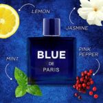 NovoGlow Blue De Paris For Men – 3.4 Fl. Oz. (100ml) Men’s Perfume – Refreshing Woody, Floral & Fruity Fragrance – Long-Lasting Masculine Scent, Ideal Gift for Any Occasion