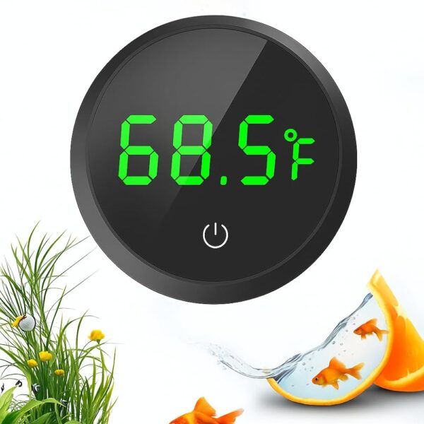 QZQ Fish Tank Thermometer Aquarium Thermometer Wireless Touch Stick Digital Aquarium Thermometer LED Display 1F for Monitoring The Fish Tank Aquarium Temperature Accessories (Black)