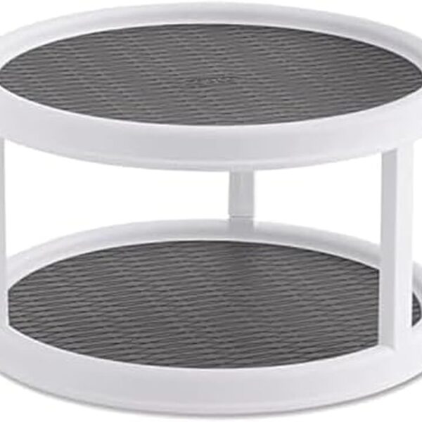 Copco Non-Skid Turntable, 2-Tier, 12-Inch, Durable & Easy Clean, White/Gray