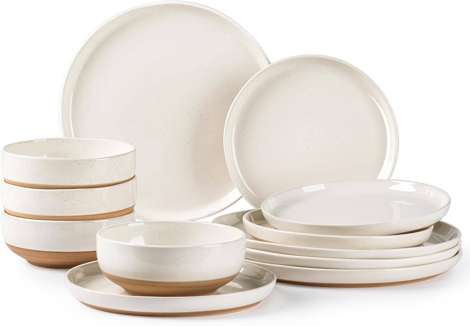 AmorArc Ceramic Dinnerware Sets, Handpainted Plates and Bowls Set with Rustic Terracotta Underside, Scratch Resistant Stoneware Dishes Set, Dishwasher & Microwave Safe AmorArc Ceramic Dinnerware Sets, Handpainted Plates and Bowls Set with Rustic Terracotta Underside, Scratch Resistant Stoneware Dishes Set, Dishwasher & Microwave Safe